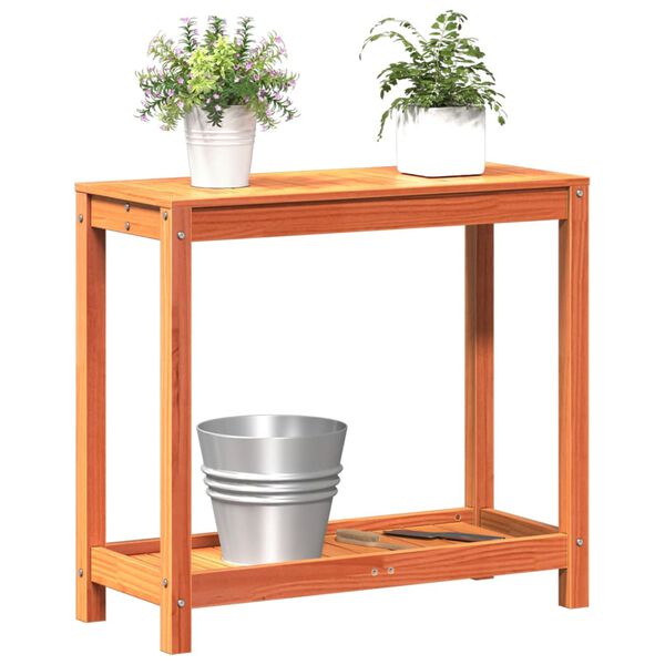 vidaXL Pottebord med hylle voksbrun 82,5x35x75 cm heltre furu