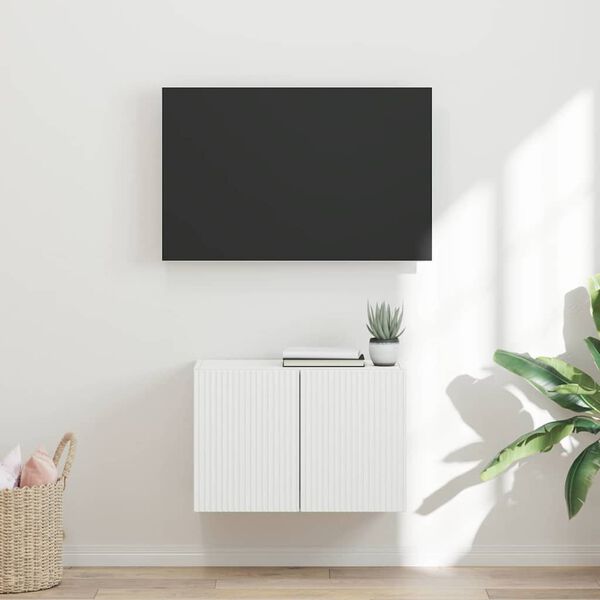 vidaXL TV Veggskap Veggmontert Hvit 59,5 x 31 x 40 cm Konstruert tre