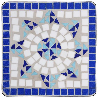vidaXL Sidebord med mosaikkmønster blå og hvit keramikk