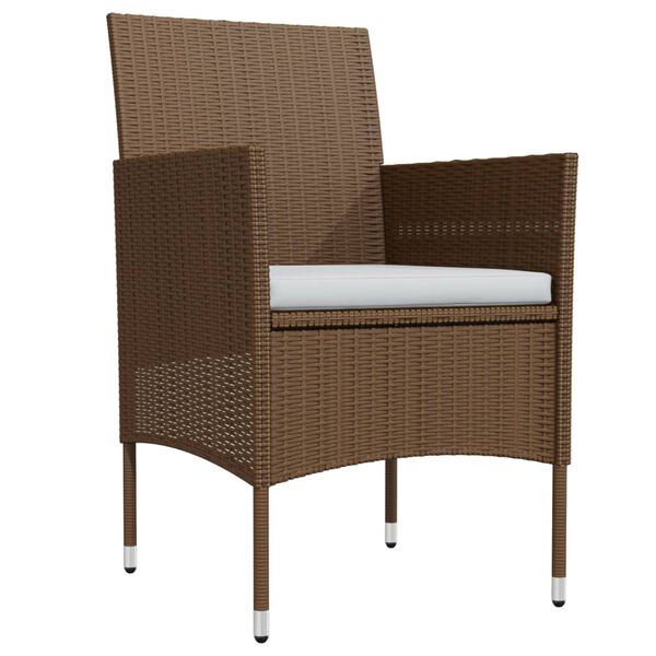 vidaXL Utendørs spisestue med puter 3 deler brun og svart