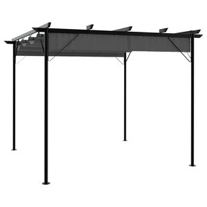 vidaXL Pergola med uttrekkbart tak antrasitt 3x3 m st&aring;l 180 g/m&sup2;