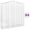 vidaXL Gabionkurver buede 4 stk 200x50x200/220 cm galvanisert jern