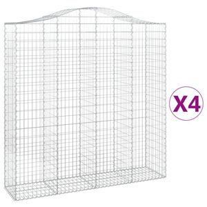 vidaXL Gabionkurver buede 4 stk 200x50x200/220 cm galvanisert jern
