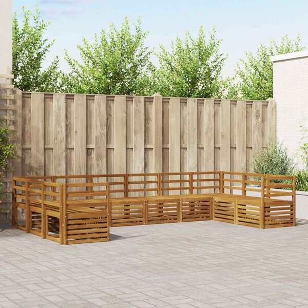 vidaXL Sofasett 10 pcs Naturlig Solid akasietre