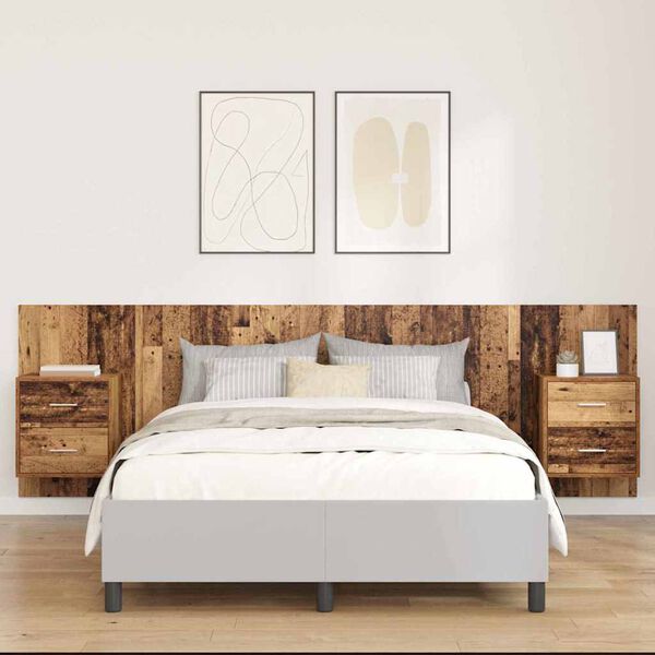 vidaXL Hodegjerde Med Skap med skuff 3 pcs Gamle tre Konstruert tre