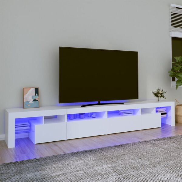 vidaXL TV-benk med LED-lys hvit 260x36,5x40 cm