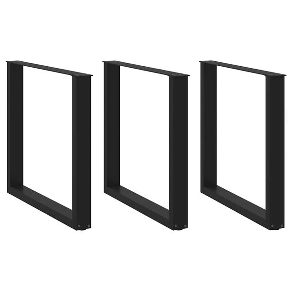 vidaXL Spisebordben U-formet 3 stk svart 80x(72-73) cm st&aring;l