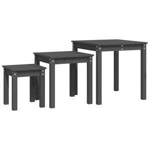 vidaXL Stablebord 3 stk gr&aring; heltre furu