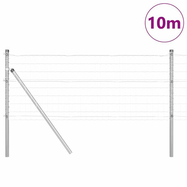vidaXL Gjerde med stolpe s&oslash;lv 0,4 x 10 m St&aring;l og PVC