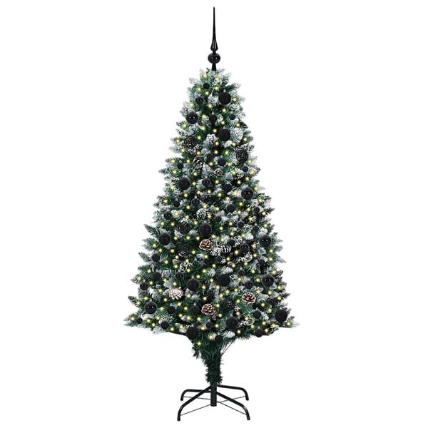 vidaXL Kunstig juletre med 300 LED grønn 180 cm PVC og Stål og Plast