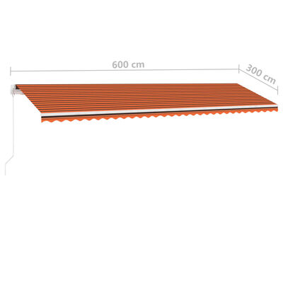 vidaXL Frittstående manuell uttrekkbar markise 600x300 cm oransje og brun