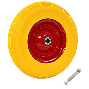 vidaXL Trilleb&aring;rhjul med aksel massiv PU 4,00-8 390 mm