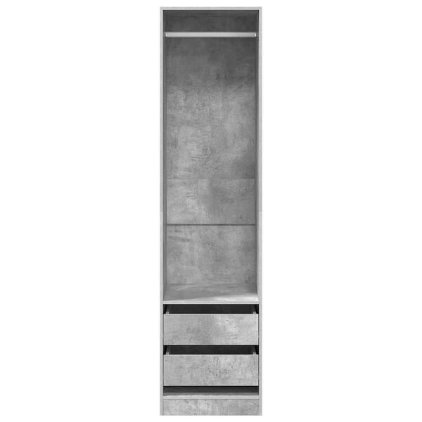 vidaXL Garderobe med skuffer betonggr&aring; 50x50x200 cm konstruert tre