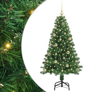 vidaXL Kunstig juletre med 150 LED gr&oslash;nn 150 cm PVC og St&aring;l og Plast
