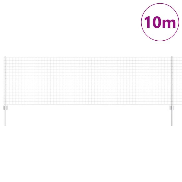 vidaXL Gjerde med stolpe s&oslash;lv 0,8 x 10 m St&aring;l