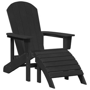 vidaXL Adirondack-stol Svart HDPE