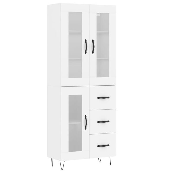 vidaXL Highboard hvit 69,5x34x180 cm konstruert tre
