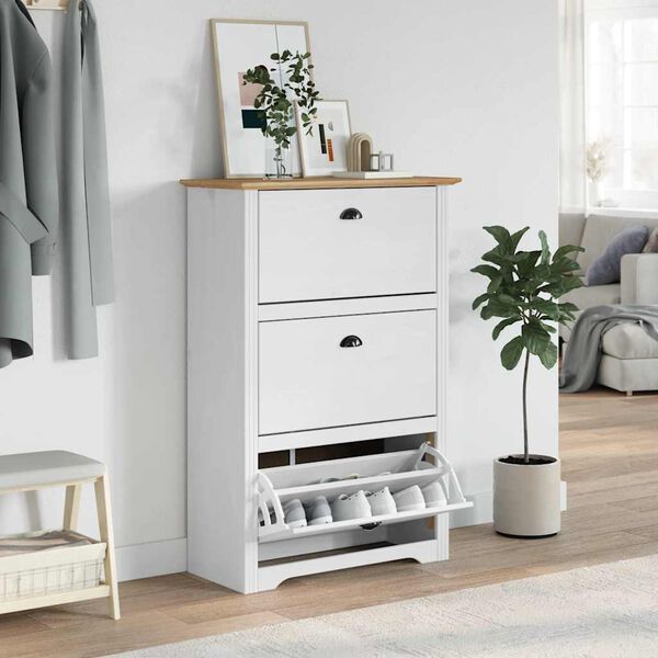 vidaXL Skostativ BODO hvit og brun 80x35x118 cm