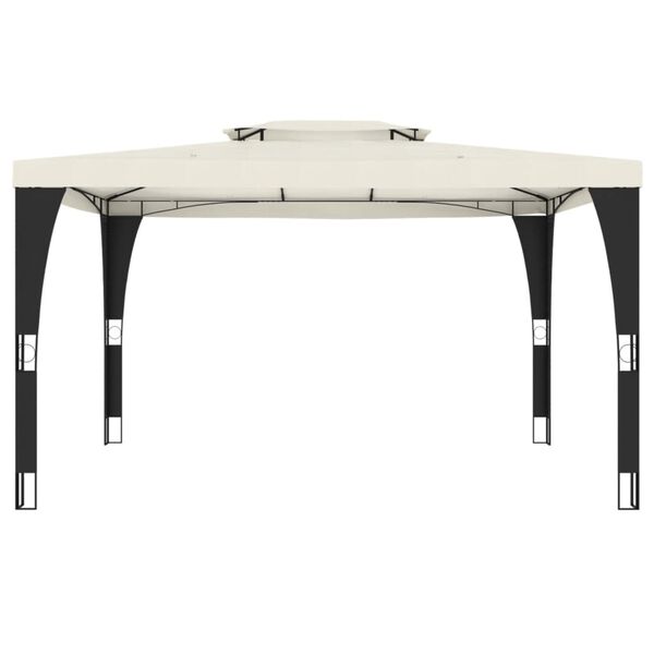 vidaXL Paviljong med dobbelttak kremhvit 3,98x2,98 m stål