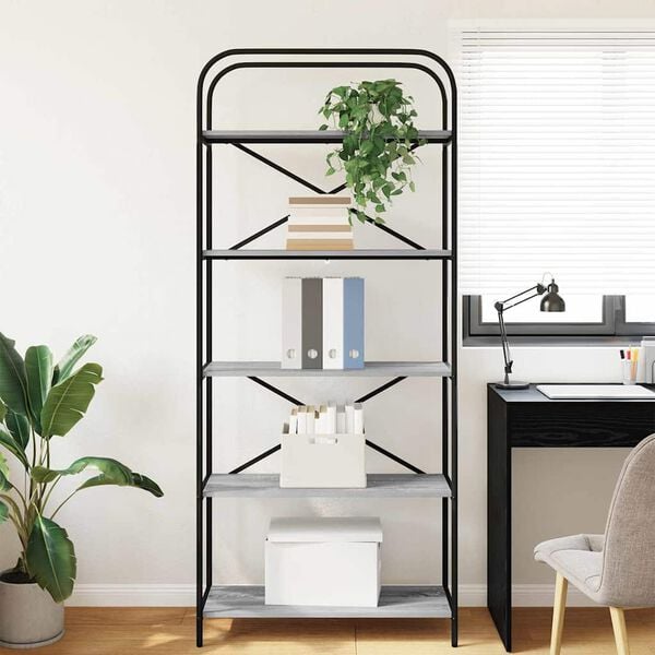 vidaXL Bokhylle Gr&aring; Sonoma 80 x 30 x 183 cm Konstruert tre