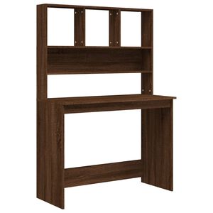 vidaXL Skrivebord med hyller brun eik 102x45x148 cm konstruert tre