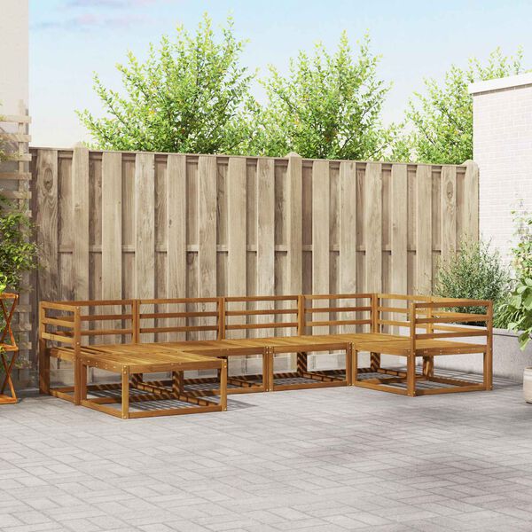 vidaXL Utend&oslash;rs sofa-sett 6 pcs Naturlig Solid akasietre