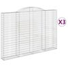 vidaXL Gabionkurver buede 3 stk 300x30x200/220 cm galvanisert jern