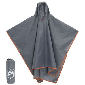 vidaXL Regnponcho med hette 2-i-1 design gr&aring; og oransje 223x145 cm