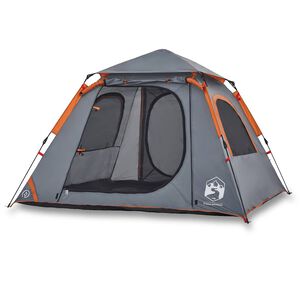 vidaXL Campingtelt 3 personer gr&aring; og oransje hurtigutl&oslash;ser