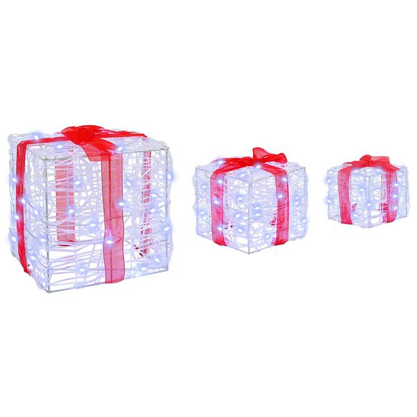 vidaXL Gaveeske med 60 LED 3 pcs Kaldhvit 20 x 20 x 20 cm Akryl