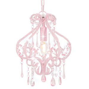 vidaXL Taklampe med perler rosa rund E14