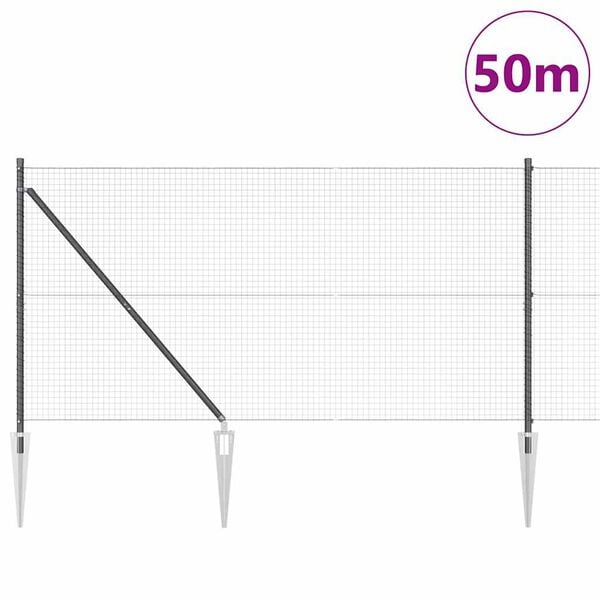 vidaXL Gjerdep&aring;le Gr&aring; 50 x 1,2 m (25 x 25 mm mesh) St&aring;l og PVC
