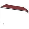 vidaXL Manuell uttrekkbar markise med LED burgunder 350x250 cm