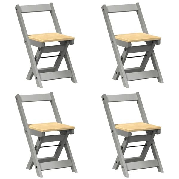 vidaXL Sammenleggbare spisestoler 4 stk Corona grå heltre furu