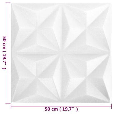 vidaXL 3D-veggpaneler 48 stk 50x50 cm origami hvit 12 m²