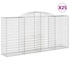 vidaXL Gabionkurver buede 25 stk 300x50x140/160 cm galvanisert jern
