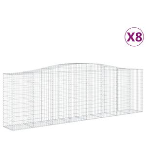 vidaXL Gabionkurver buede 8 stk 400x50x120/140 cm galvanisert jern