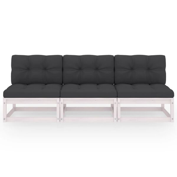 vidaXL Sofa med puter 3-seters heltre furu