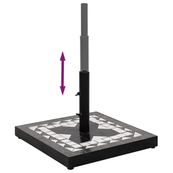 vidaXL Parasollfot svart og hvit firkantet 12 kg