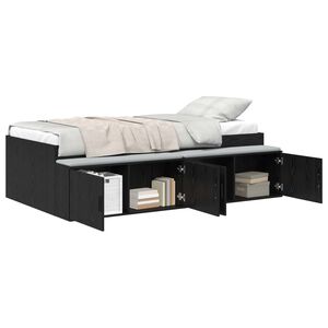 vidaXL Sengestamme med skuff Svart Eik 90 x 200 cm Konstruert tre
