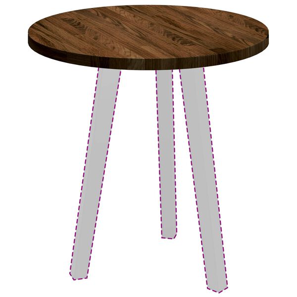 vidaXL Bordplate Lysebrun Ø 50 x 2.5 cm Solid eik