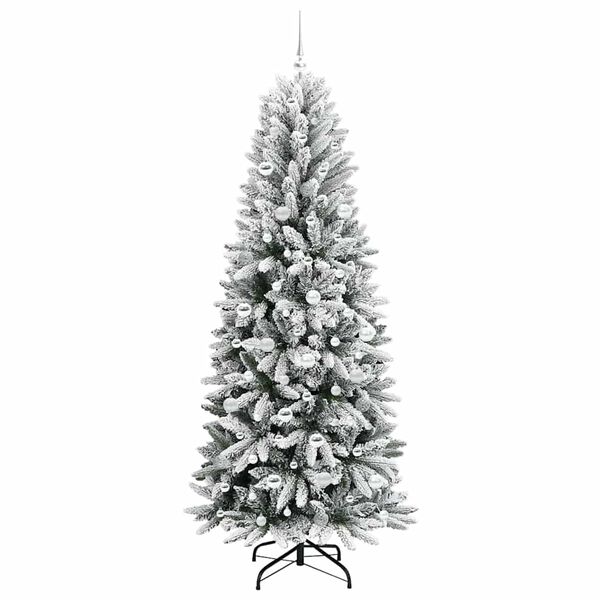 vidaXL Kunstig juletre med 300 LED Hvit 210 cm PVC, plast, st&aring;l og PE