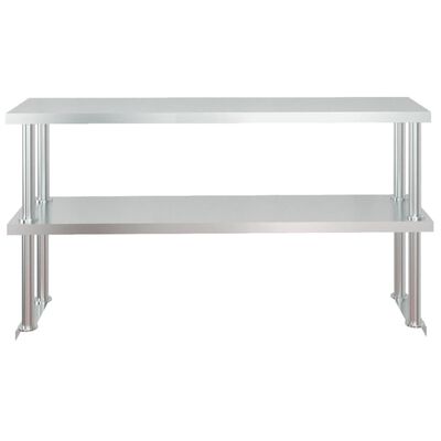 vidaXL Arbeidsbord for kjøkken overhylle 120x60x145 cm rustfritt stål