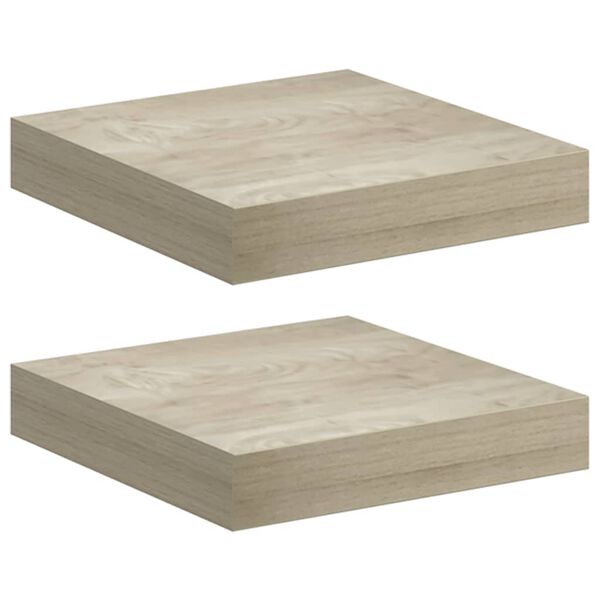 vidaXL Flytende vegghyller 2 stk eik 23x23,5x3,8 cm MDF
