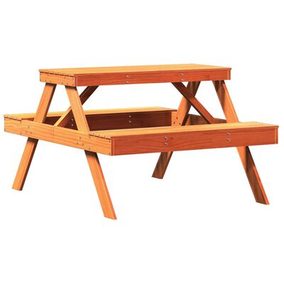 vidaXL Piknikbord voksbrun 105x134x75 cm heltre furu