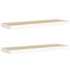 vidaXL Flytende vegghyller 2 stk eik og hvit 90x23,5x3,8 cm MDF