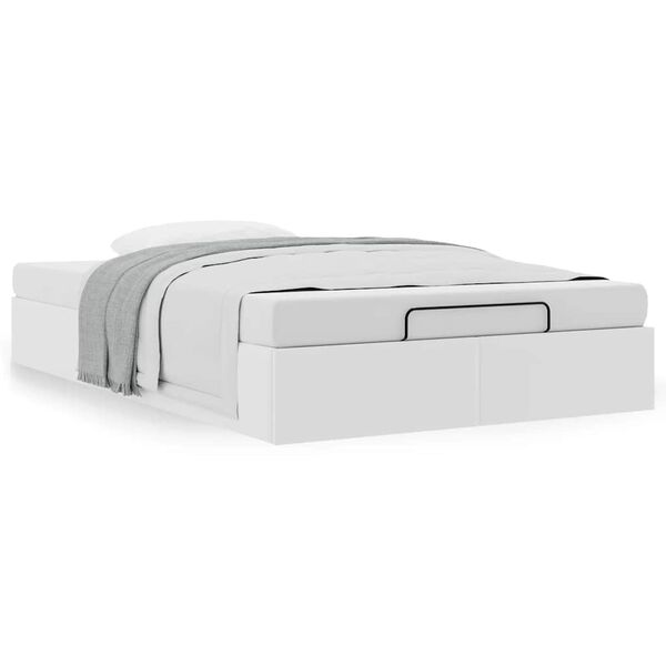 vidaXL Ottoman sengeramme uten madrass hvit Double kunstskinn