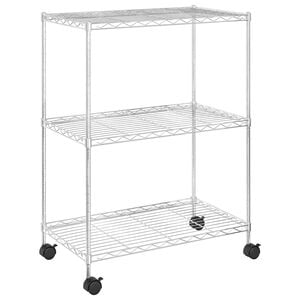 vidaXL Oppbevaringshylle 3 etasjer med hjul 60x35x81 cm krom 150 kg