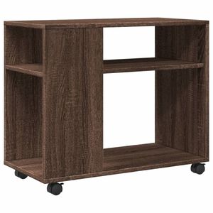 vidaXL Sidebord med hjul brun eik 70x35x60 cm konstruert tre