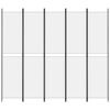 vidaXL Romdeler med 5 paneler hvit 250x220 cm stoff